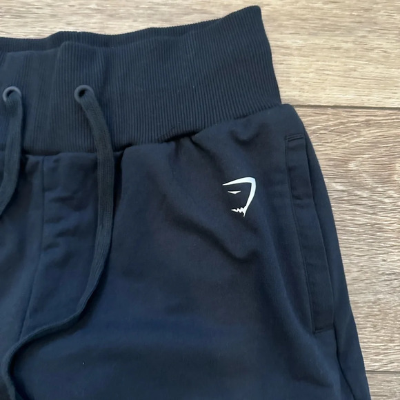 Gymshark Black Joggers high rise sweat pant tie waist  and ankles SZ S - Picture 4 of 6